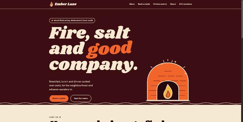 Home page of the fictional Ember Lane demo site