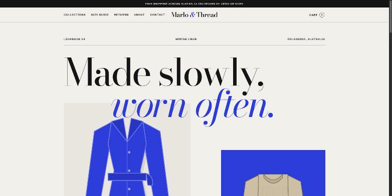 Home page of the fictional Marlo and Thread demo site