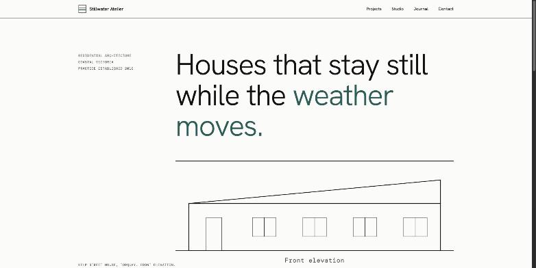 Home page of the fictional Stillwater Atelier demo site